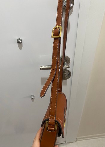 Kahverengi Deri Tokalı Kadın Çanta - Görsel 3