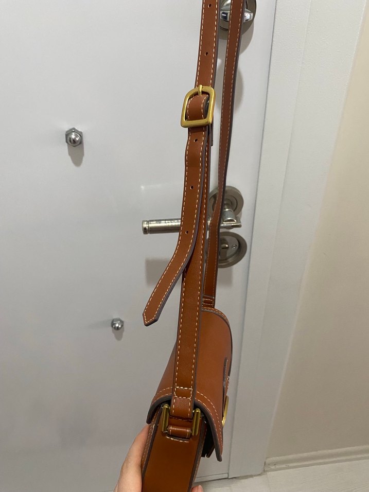 Kahverengi Deri Tokalı Kadın Çanta - Görsel 3