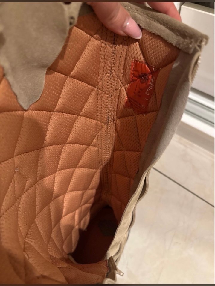 Bej Süet Tokalı Biker Dizüstü Kadın Çizme - Görsel 3