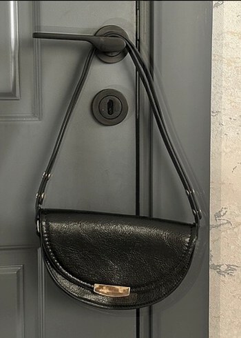 Klasik Siyah Deri Yılan Desenli Kadın Çanta - Görsel 2