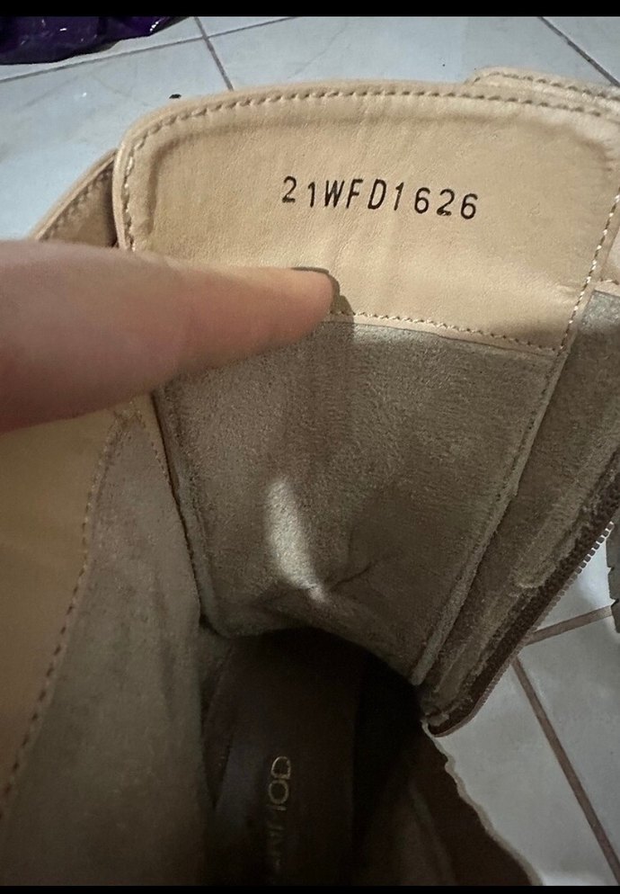 Bej Deri Platform Topuklu Kadın Bot - Görsel 4