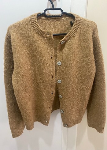 Düğmeli Kahverengi Kadın Hırka - Görsel 2