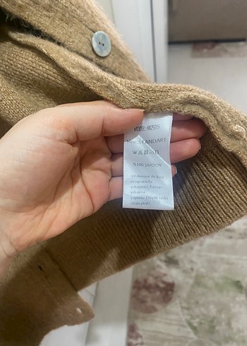 Düğmeli Kahverengi Kadın Hırka - Görsel 4