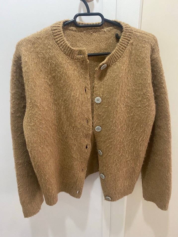 Düğmeli Kahverengi Kadın Hırka - Görsel 2