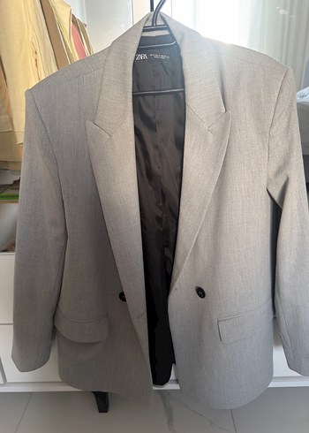 Zara Gri Cift Dugmeli Blazer Ceket