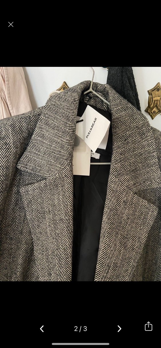 Düğmeli Gri Midi Kadın Yün Kaban - Görsel 2