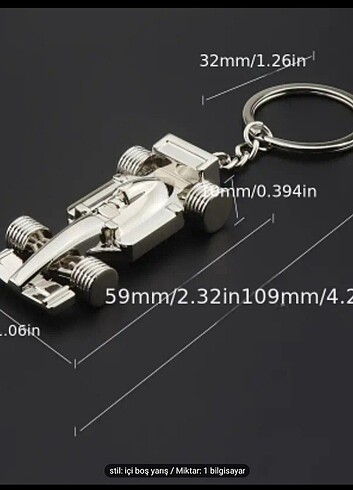 Metal model formula 1 yarış arabasi anahtarlık 