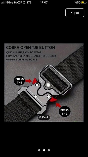 Taktik kemer hasır örme unisex 125cm - Görsel 5