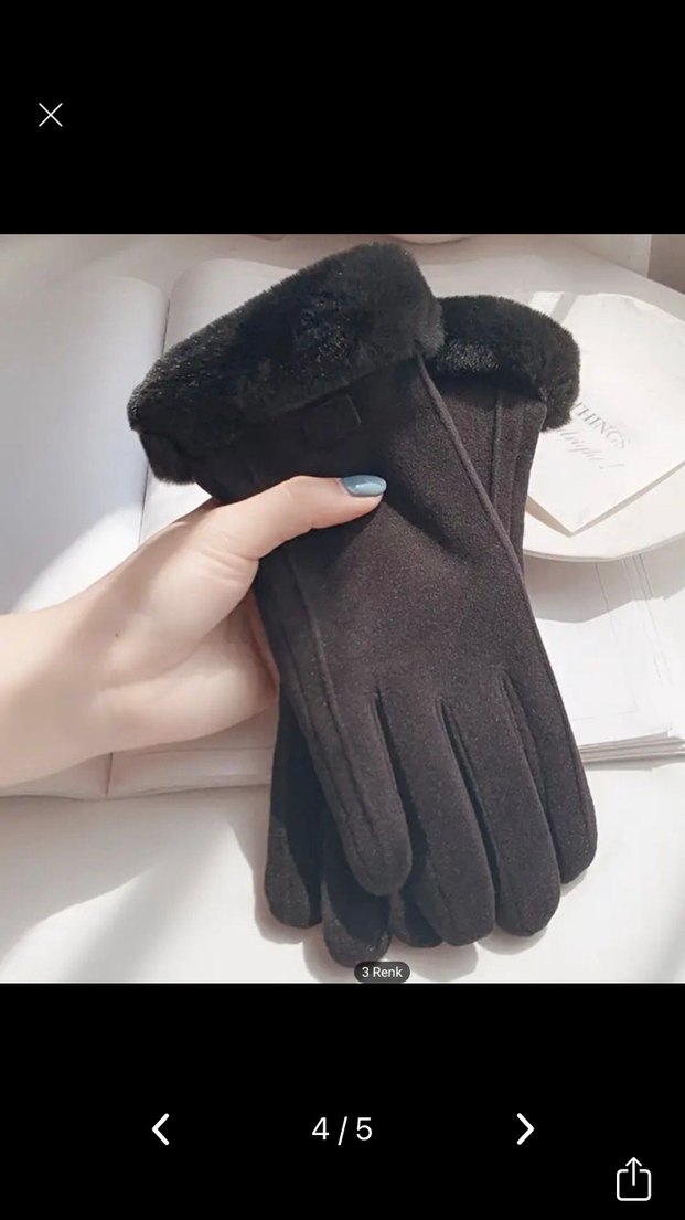 Eldiven dokunmatik kaydırmaz kürklü - Görsel 4