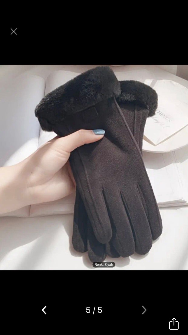 Eldiven dokunmatik kaydırmaz kürklü - Görsel 5