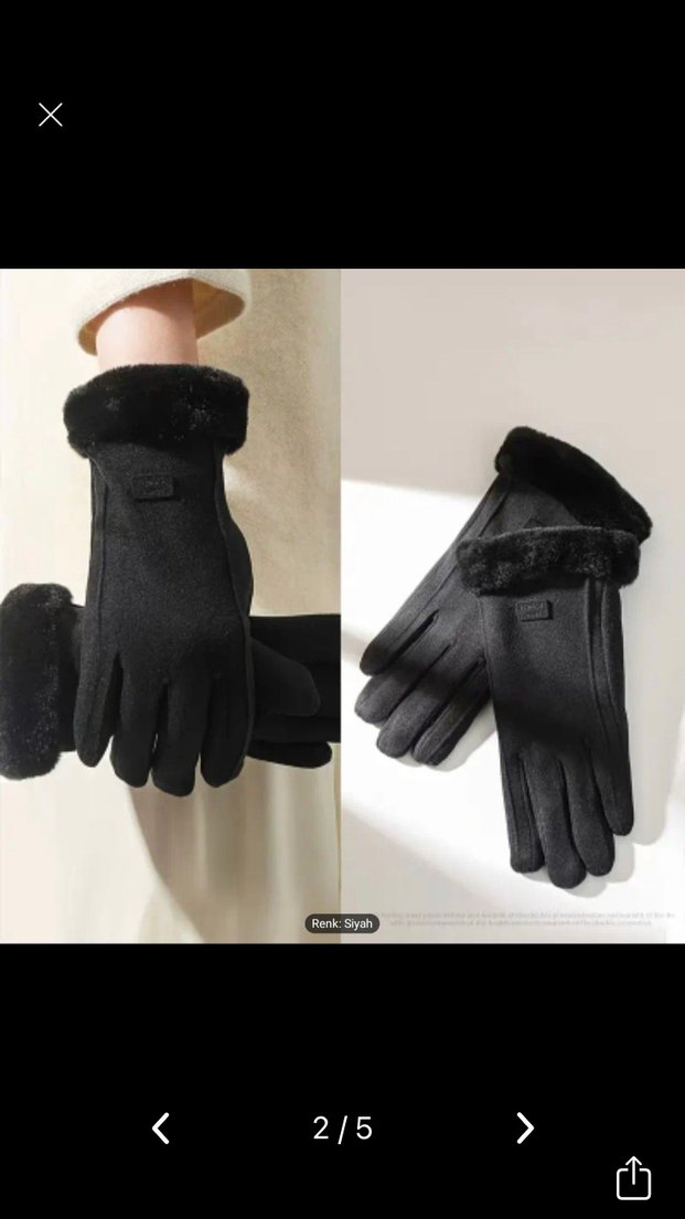 Eldiven dokunmatik kaydırmaz kürklü - Görsel 2