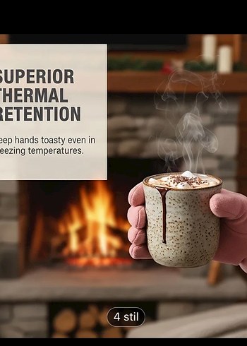 Siyah Kürklü Kadın Eldiveni kemer detaylı - Görsel 3