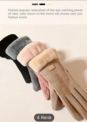 Eldiven dokunmatik kürklü şık bayan eldiveni - Görsel 3