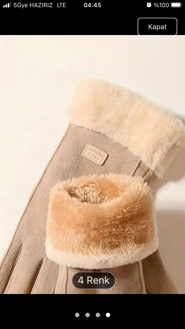 Eldiven dokunmatik kürklü şık bayan eldiveni - Görsel 4