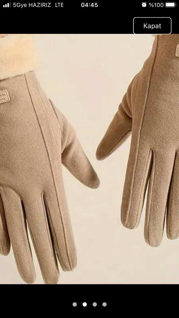 Eldiven dokunmatik kürklü şık bayan eldiveni - Görsel 2