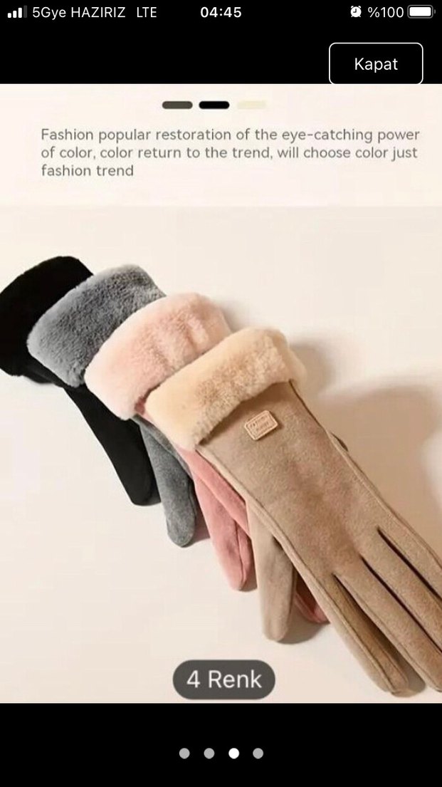 Eldiven dokunmatik kürklü şık bayan eldiveni - Görsel 3