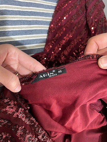 46 Beden bordo Renk Kadın abiye elbise