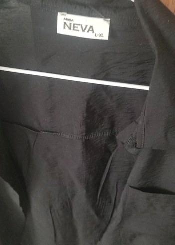 Siyah Düğmeli Keten Kadın Gömlek  yeni - Görsel 3