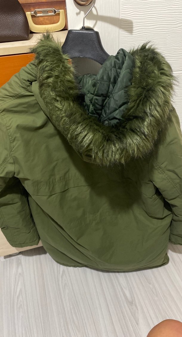 Kadın Haki Midi Boy Fermuarlı Ceket - Görsel 2