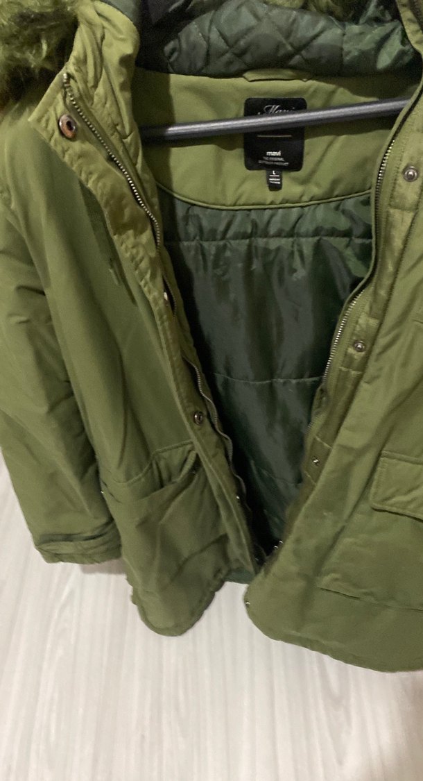 Kadın Haki Midi Boy Fermuarlı Ceket - Görsel 3