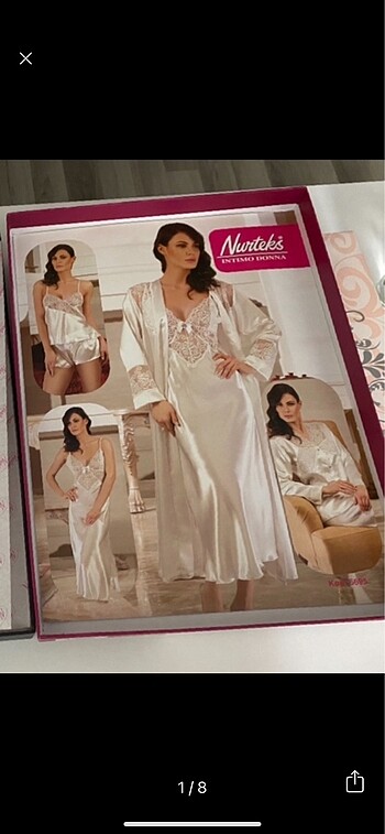 Saten gecelik takım set