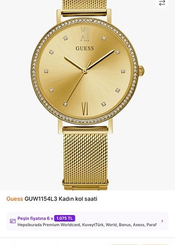 Beden altın Renk Guess Altın Renkli Kadın Kol Saati