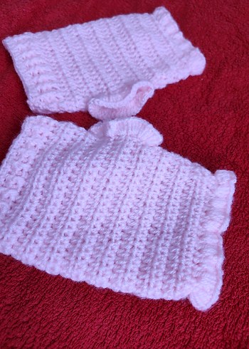 Pembe Örgü Yarım Parmak Eldiven - Görsel 7