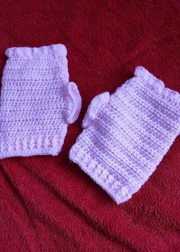 Pembe Örgü Yarım Parmak Eldiven - Görsel 6