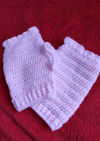 Pembe Örgü Yarım Parmak Eldiven - Görsel 5