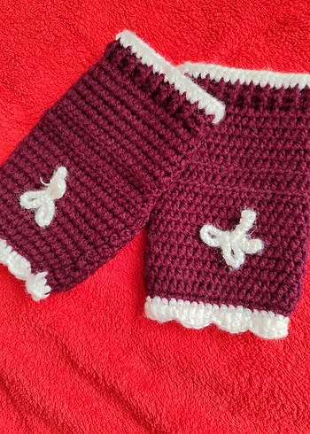 Bordo Örgü Bohem Kadın Eldiveni - Görsel 6