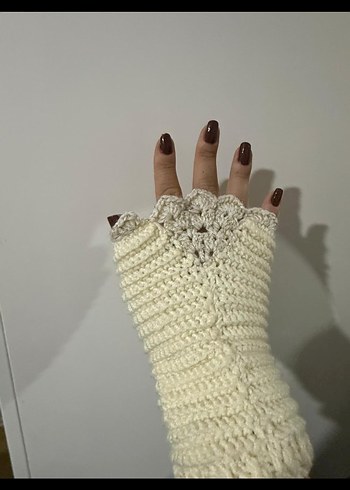 Dantel Detaylı Bohem Örgü Kadın Eldiveni - Görsel 2