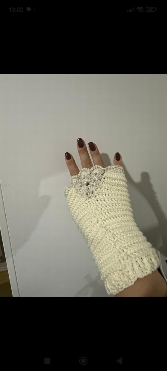 Dantel Detaylı Bohem Örgü Kadın Eldiveni - Görsel 4