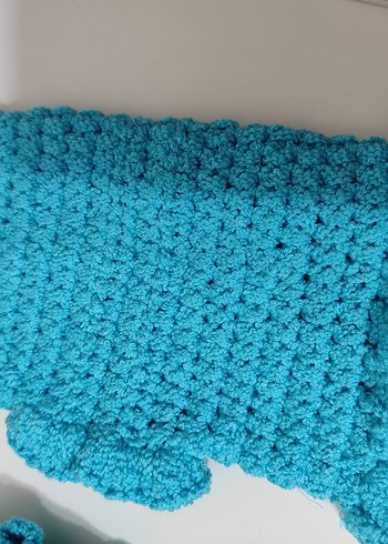 Turkuaz Örgü Kadın Eldiven - Görsel 3