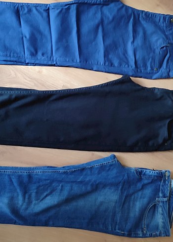 3 adet  Kemerli Lacivert Kot Pantolon - Görsel 2