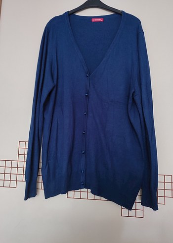 Mavi Düğmeli Kadın Sweatshirt - Görsel 3