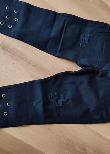 Düğmeli Siyah Kadın Kot Pantolon - Görsel 2