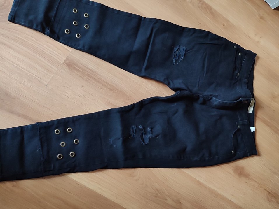 Düğmeli Siyah Kadın Kot Pantolon - Görsel 2