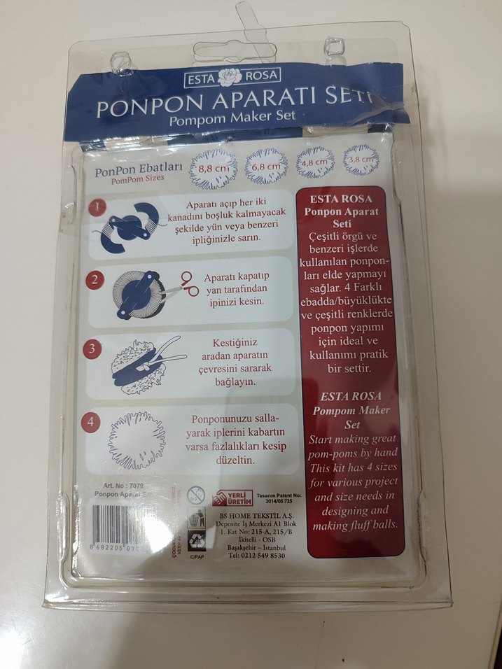 Çok Renkli Plastik pon pon yapma aparatları - Görsel 3