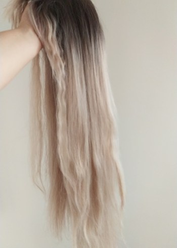 uzun ombre sarı(platin) tül peruk 70 cm
