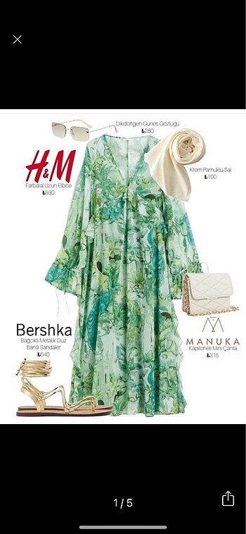 H&m yeşil elbise