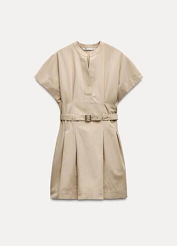 xs Beden camel Renk Zara ZW collection kemerli elbise