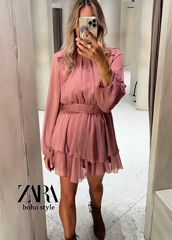 s Beden gri Renk Zara parlak taşlı elbise