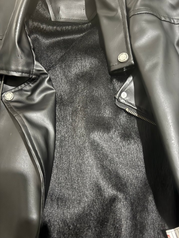 Kadın Siyah Deri Biker Ceket - Görsel 3