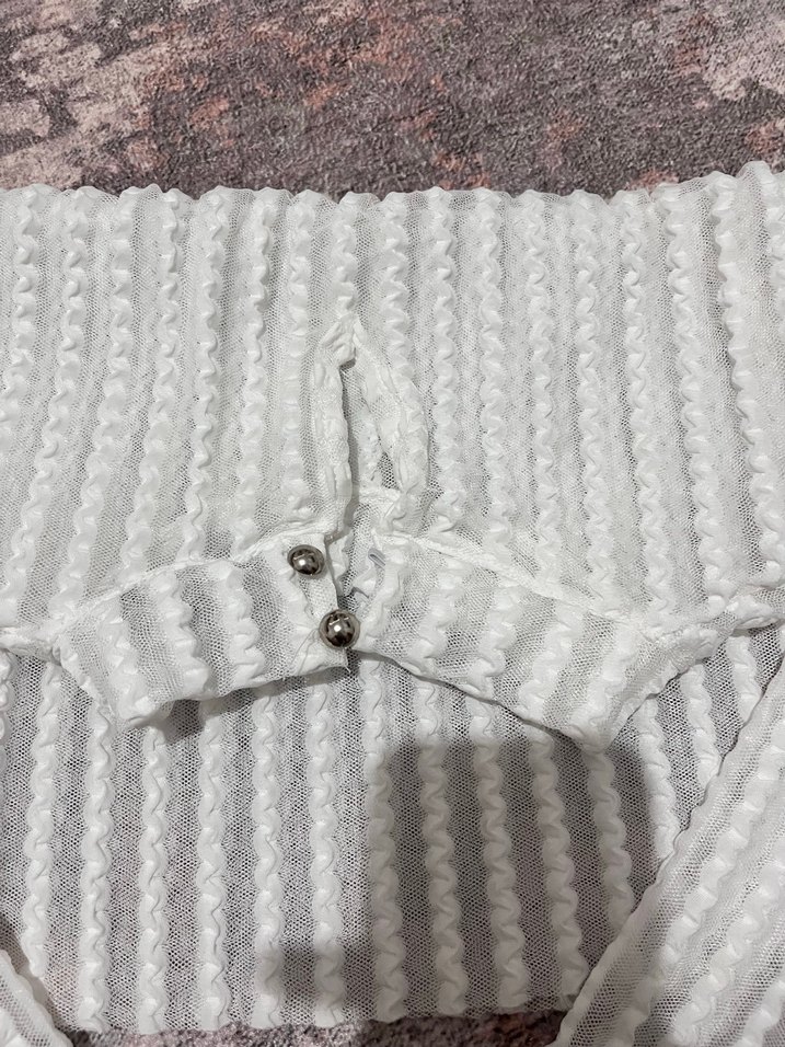 Beyaz Yüksek Yakalı Örgü Kadın bolero - Görsel 2