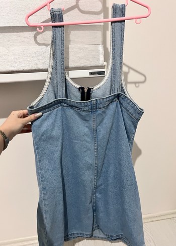 Fermuarlı Mavi Denim Mini Salopet kot - Görsel 2