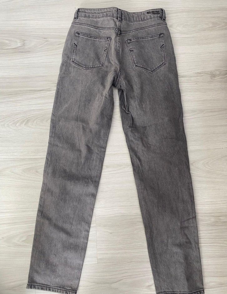 Gri Düğmeli Kadın Selected Femme Marka Denim Pantolon — görsel 3/4