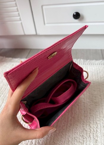 Pembe Yılan Derisi Desenli Kadın Deri Çanta - Görsel 2