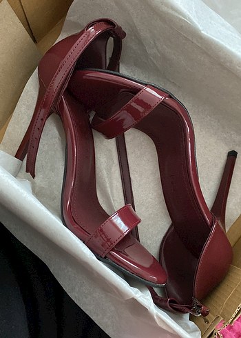 Bordo Rugan Stiletto Topuklu Kadın Ayakkabı