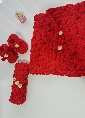 Puffy Pie Alize puffy 3 lü takımı (yelek panduf bandana)