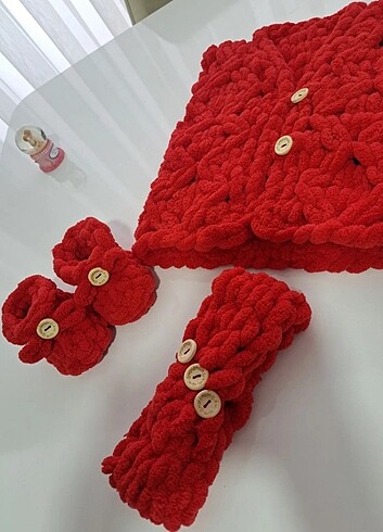 3-6 Ay Beden Alize puffy 3 lü takımı (yelek panduf bandana)
